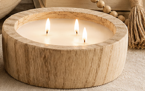 Custom small-medium wooden center piece candle