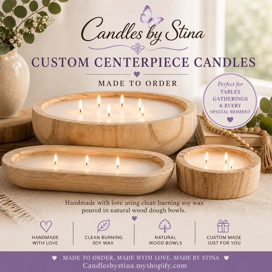 Custom small-medium  wooden center piece candle